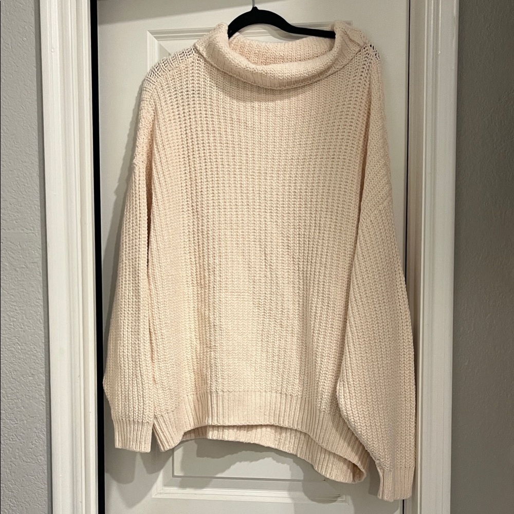 Free People Cream Cowl Neck Sweater